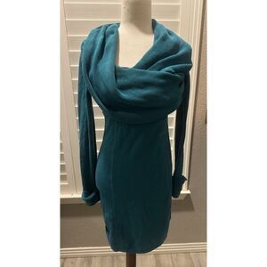 Telluride Clothing Company Teal Cowl‎ Neck Shawl Wrap Collar Sweater Dress XS